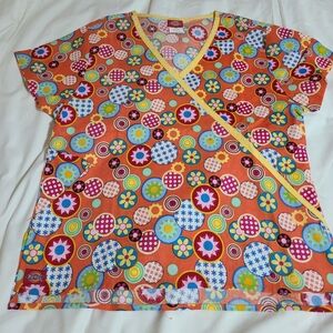 Colorful Womens Scrub Top with Fun Patterns